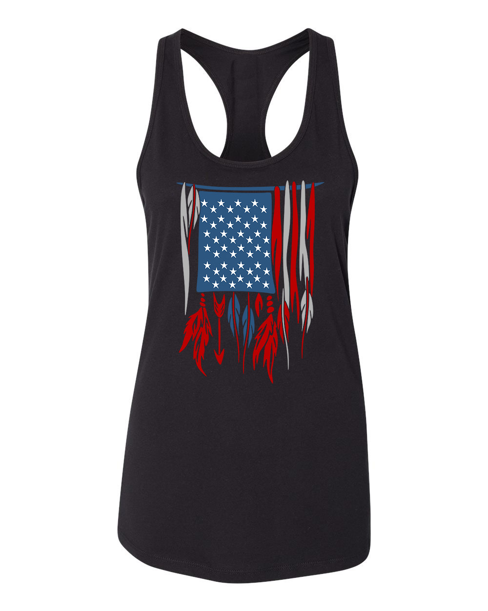 Custom Apparel R Us USA American Flag Feathers Patriotic Womens