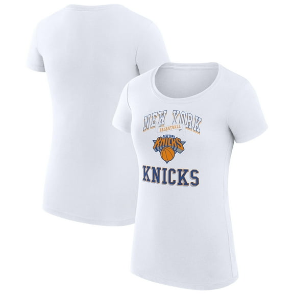 Women's G-III 4Her by Carl Banks White New York Knicks Super-Slim Fit Lightweight Team Logo T-Shirt