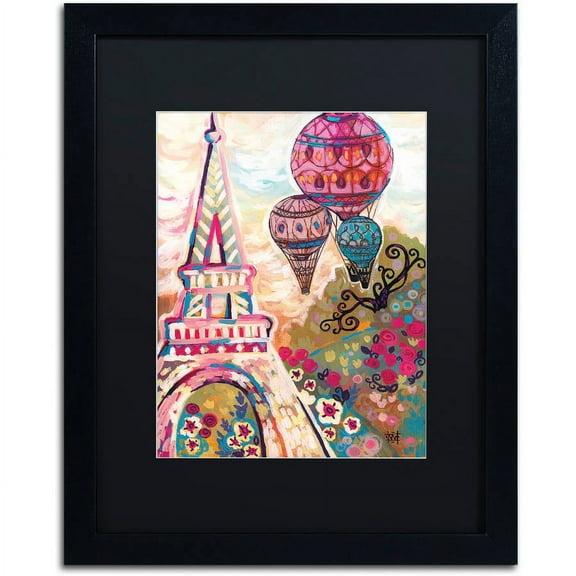 Trademark Fine Art "Ballons Sur Paris" Canvas Art by Natasha Wescoat, Black Matte, Black Frame