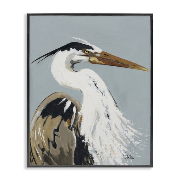 Stupell Industries Coastal Heron Looking Right Black Framed Giclee Art, 11 x 14, by Patricia Pinto