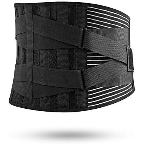 Soporte de espalda para aliviar el dolor de espalda baja con 4 estancias, soporte de espalda transpirable con tejido de punto, ajuste personalizado con 2 correas ajustables, cinturón antideslizante