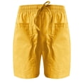 thumbnail image 2 of QLEICOM Womens Athletic Shorts, Plus Size Shorts, Loose Wide Leg Pants High Waist Straight Pants Casual Cotton Linen Shorts Yoga Shorts, Running Shorts, Comfy Beach Shorts, Cycling Shorts Yellow XXXXL, 2 of 4