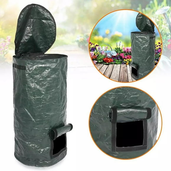 2 Pack Organic Compost Bags 15 Gallon 34 Gallon Garden Compost Bins Reusable PE Waste Disposal Compost Bags for Kitchen Garden Yard