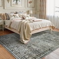 thumbnail image 3 of Lahome Vintage 5x7 Area Rugs for Living Room, Washable Boho Bedroom Rug Non Slip Floral Mat, Soft Non Shedding Indoor Carpet for Kitchen Foyer Office, Charcoal Gray, 3 of 8