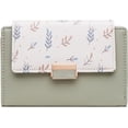 thumbnail image 2 of Small Wallets for Women, Leather Walle, New Large Capacit Foldable Floral Purse with Zipper for Storing Banknotes, Coins and Various Credit Cards, Green, 2 of 7