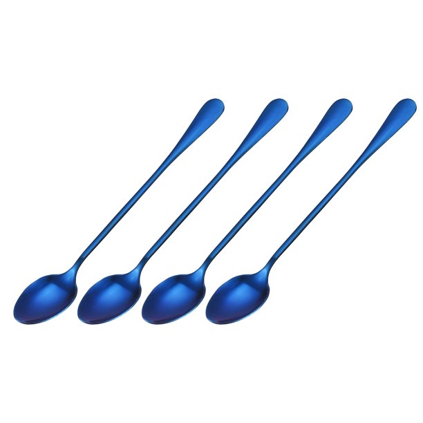 Juego de 4 Cucharas de acero inoxidable Unique Bargains 7.5 pulgadas azul
