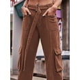 thumbnail image 4 of Womens Wide Leg Cargo Jeans with Pockets High Rise Casual Durable Everyday Pants Trendy Fashion Comfortable Fit, 4 of 10