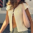 thumbnail image 1 of Top Corto De Chaleco Top de tubo de punto para mujer Sexy Summer Cami Top Vintage Daily Outfit (Beige L) Cgtredaw Para estrenar, 1 of 7
