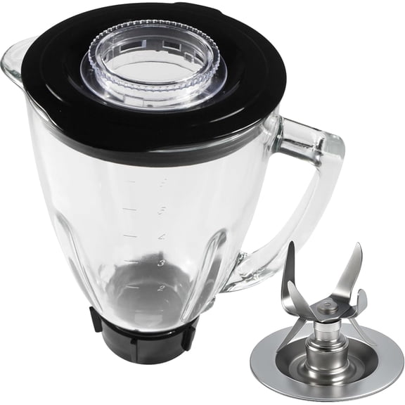 HQRP Glass Jar Set Replacement for Oster Osterizer Blender, 014709-156-000 004902-003-NP0 084036000000 124461, 1.25L Pitcher, 0.33 Gallon Capacity, Round