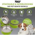 thumbnail image 3 of Healthy Human Travel Dog Bowls | Stainless Steel Go Pet Bento Bowl | Stackable Cat & Dog Food Bowls | Leak Proof | Set of 3 Interlocking Bowls, 2 Spare Clips, 1 Spare Handle (Green), 3 of 7