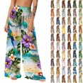 thumbnail image 1 of Pincandy Women Mesh Boho Beach Pants See Through Sheer Swimsuit Bikini Bottom Cover up Party Elastic High Waist Wide Leg Pants, 1 of 7
