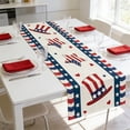 thumbnail image 6 of Lzobxe 4th Of July Table Runner Flag Patterned Red White Blue Tablecover, Patriotic Rectangular Outdoor Table Ornaments for 4th of July Patriotic Party, 6 of 8