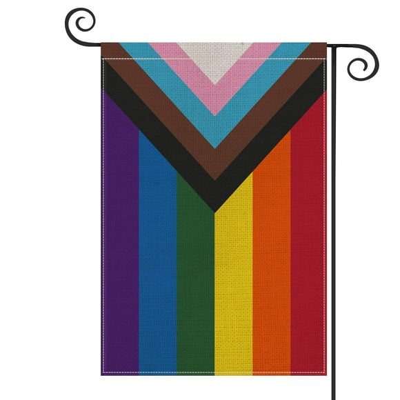 AVOIN colorlife Progrès Fierté Arc-en-Ciel Jardin Drapeau Vertical Double Face, Communauté LGBT Gay Fierté Lesbienne Transgenre