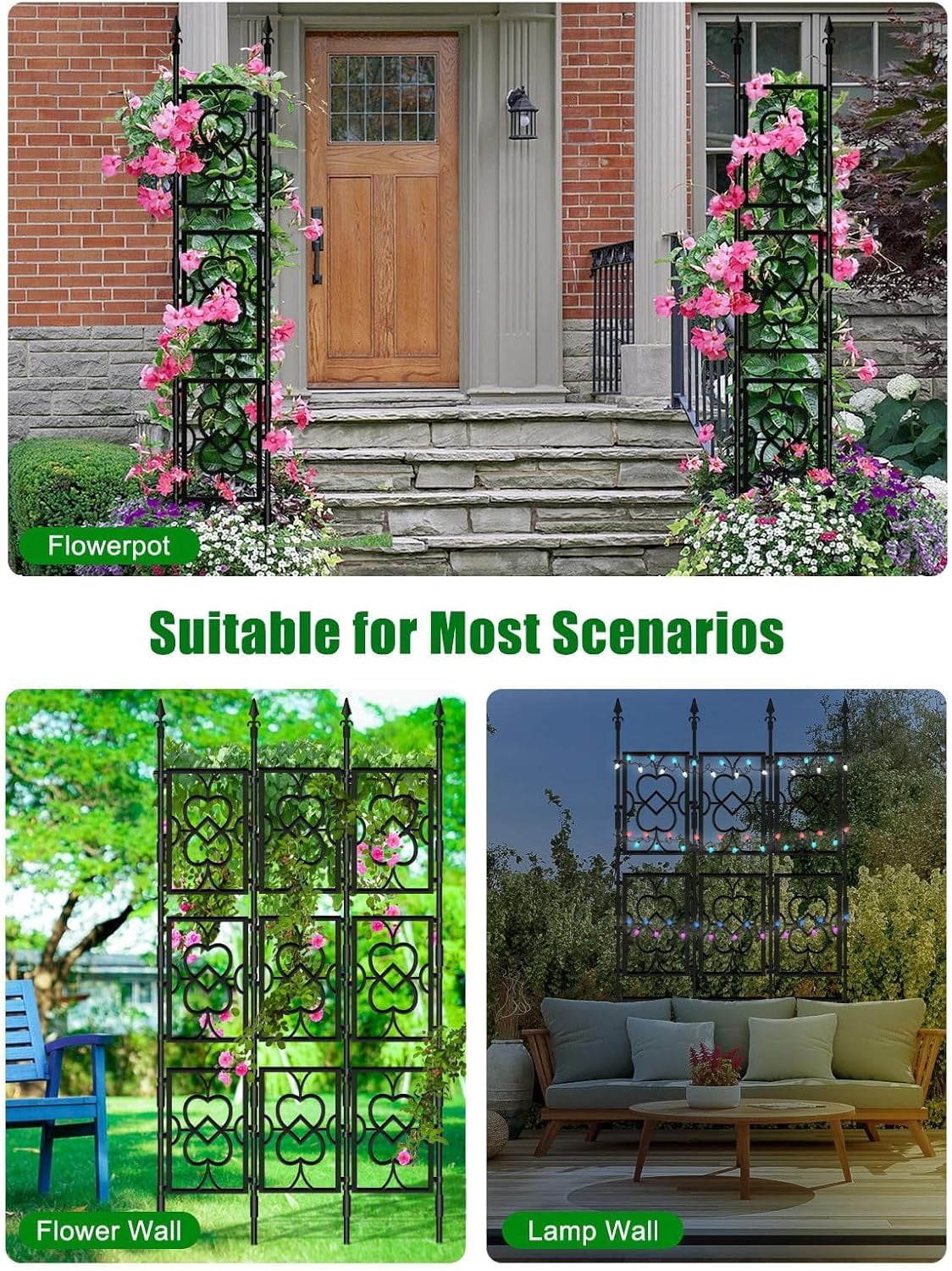 80" Garden Trellis for Climbing Plants,  Screen Plant Trellis Frame for Potted Plants Rustproof Plant Support Thicken Cucumber Trellis Grow Support for Vines Flowers Vegetable Indoor Outdoor