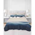 thumbnail image 3 of Blue Beige Ombre Queen Size Down Alternative Comforter, Lightweight Comforter Quilt Bedding Set with Pillow Shams Minimalist Ocean Waves Linen All Seasons Bed Comforter Duvet Insert 90"x96", 3 of 7