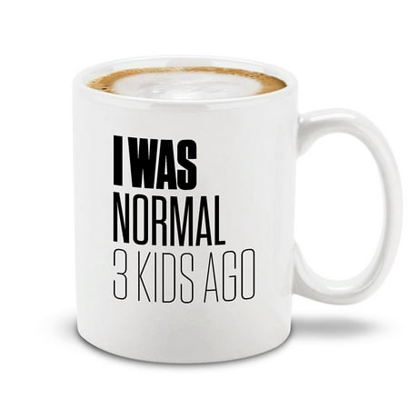 Shop4Ever I Was Normal 3 Kids Ago Ceramic Coffee Mug Cup Gift for Mom Dad (White Handle 11 oz.)