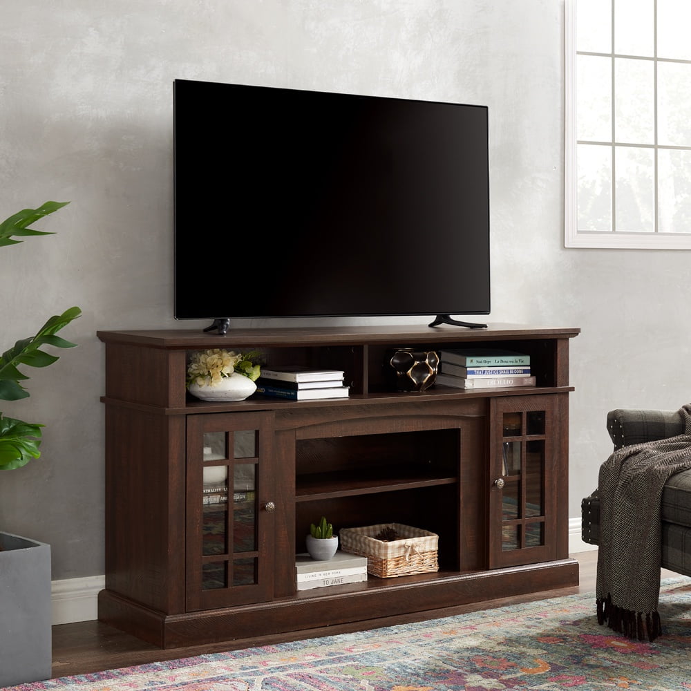 LegaHome Farmhouse TV Stand for 65 Inch TV, Wooden TV Cabinet with Open and Closed Storage Space, Media Console Table Entertainment Center for Living Room, Espresso