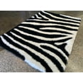 thumbnail image 2 of Zebra Animal Print Black & White Shag Long Pile Area Rug/Carpet by Makymo, 2 of 4