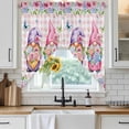thumbnail image 6 of Spring Gnomes Swag Curtains for Kitchen/Bedroom/Living Room, Botanical Flowers Leaf Pink Buffalo Check Scalloped Curtains 63 Inch Long, Window Swag Topper Curtains Valances 2 Panels Set 36"x63", 6 of 8