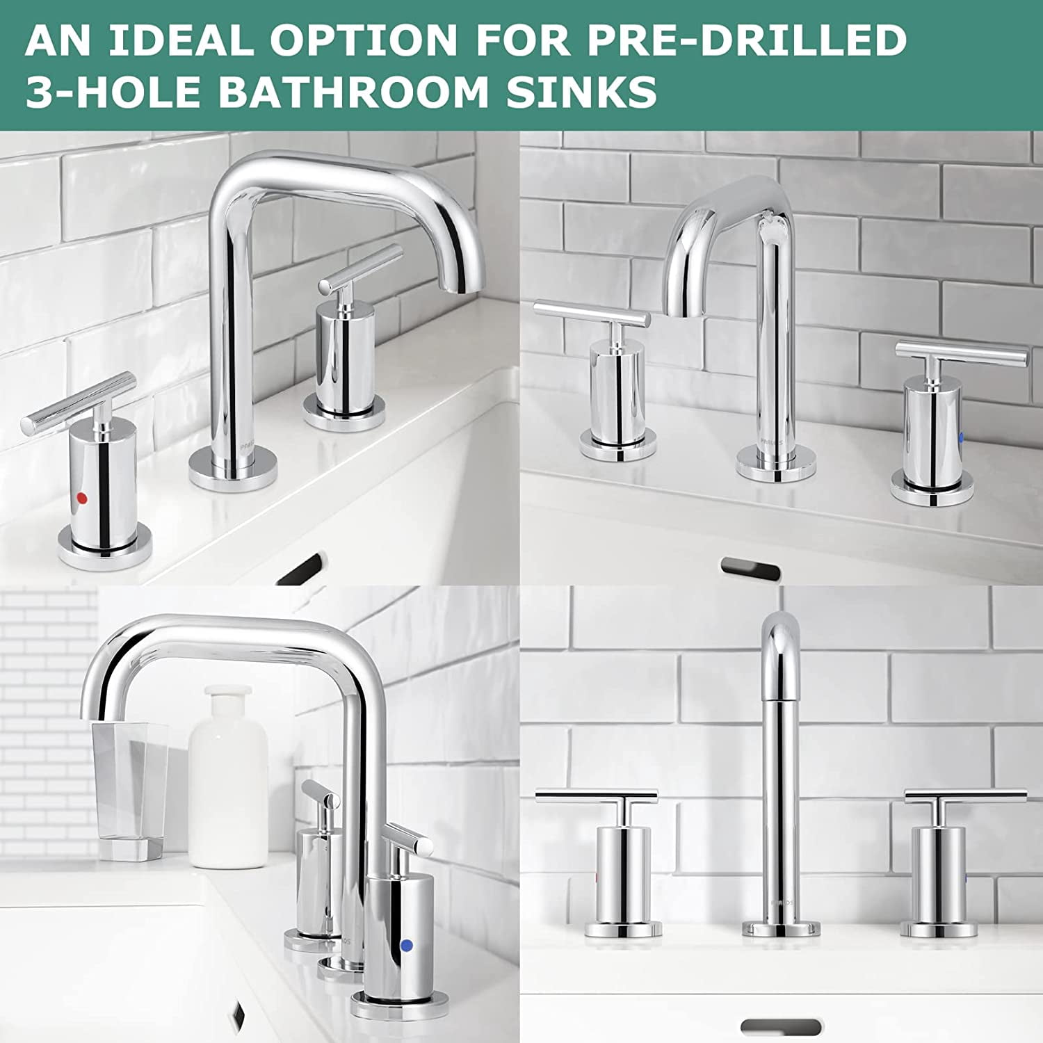 PARLOS 8 Inch Polished Chrome Widespread Bathroom Sink Faucet for 3 Hole Vanity with cUPC Faucet Supply Lines,Chrome