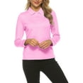 thumbnail image 2 of Mofiz Womens Long Sleeve Golf Polo Shirts Lightweight Quick Dry Moisture Wicking Athletic Tennis Sports Tops 3-Button Pink XL, 2 of 8