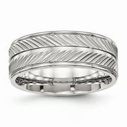 8mm Stainless Steel Polished Grooved Ring - Size 10