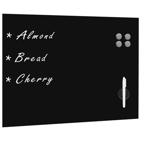 Magnetic Blackboard Glass 31.5x23.6 Wall Mountable with Marker Holder & 4 Magnets - Perfect for Home Office, Kitchen, or Classroom