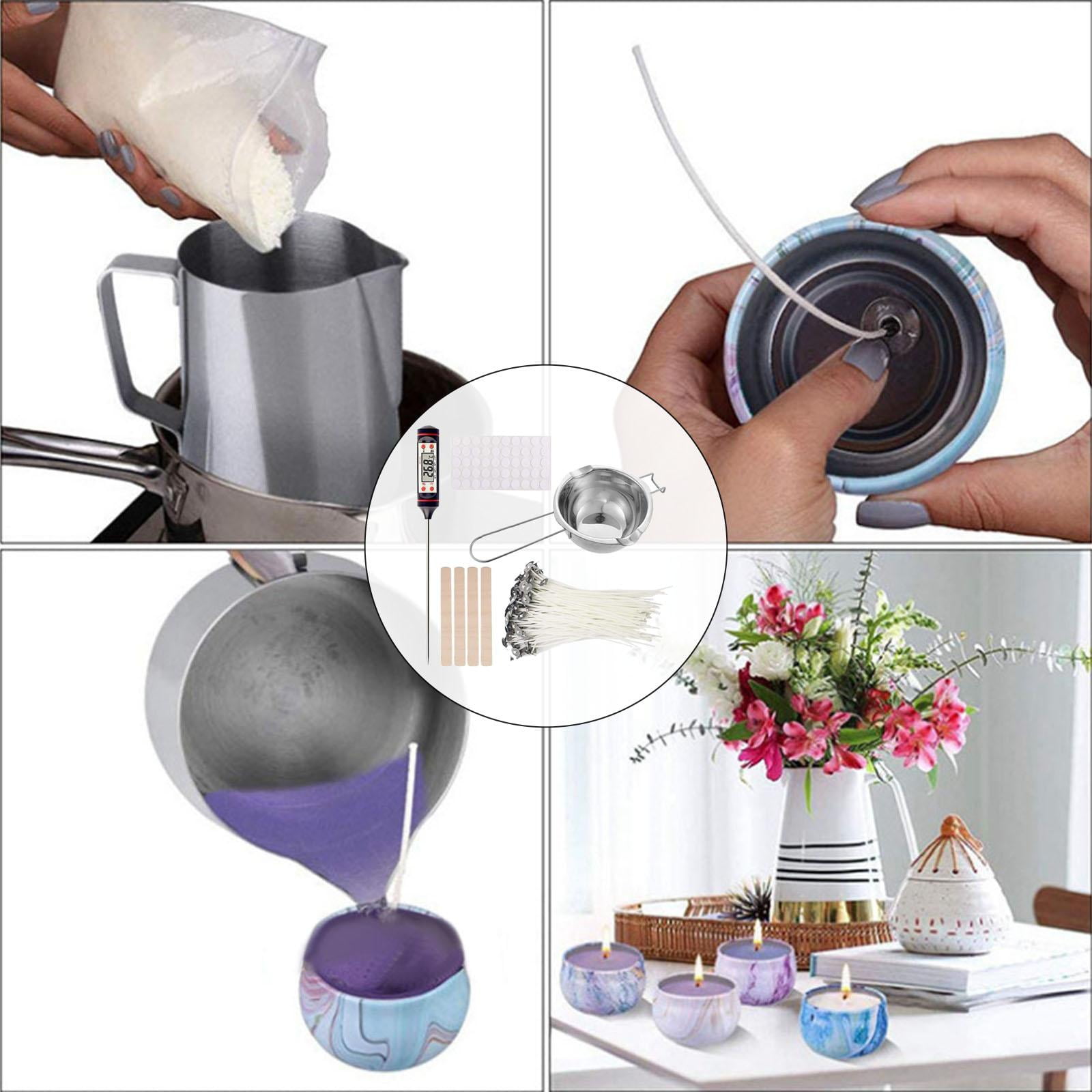 Candle Making , Including Candle Making Pouring Pot, 2Pcs Candle Wicks Holder, 50Pcs Candle Wicks, Candle Sticker , Set 1