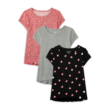 The Children's Place Big Girl 3-Pack Short Sleeve Tops, Sizes XS-XXL