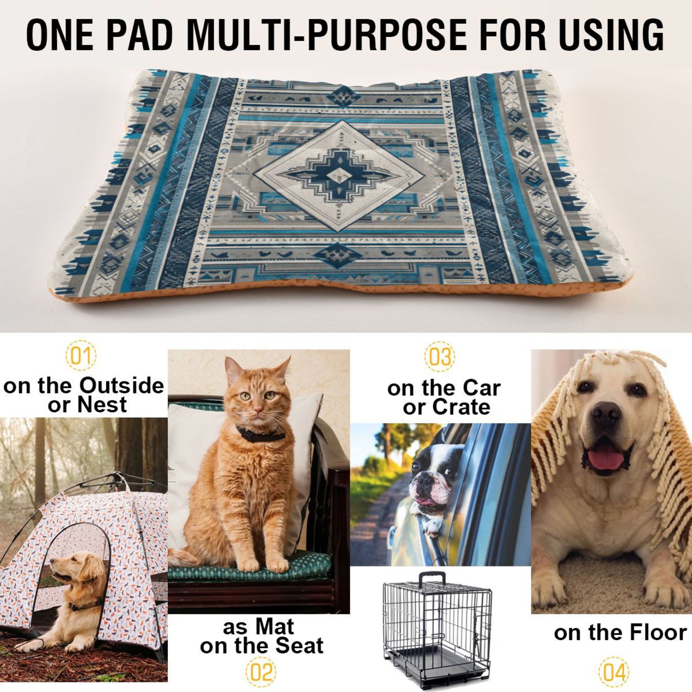 Cozy Mat Pet Bed Indoor Outdoor Warm Soft For Cat Dog Puppy(S/M) Intricate Design