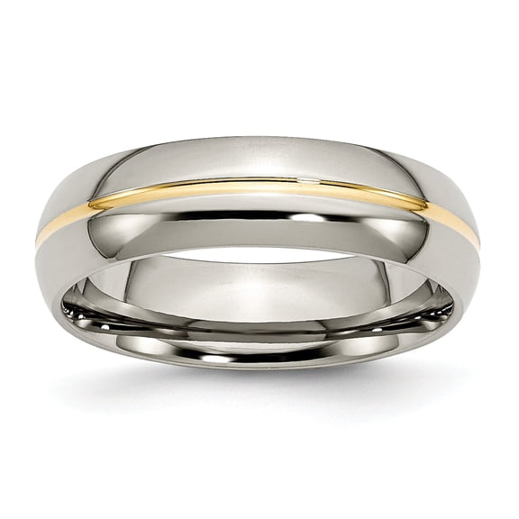 Titanium 14K Gold 6mm Mens Wedding Ring Band Size 10