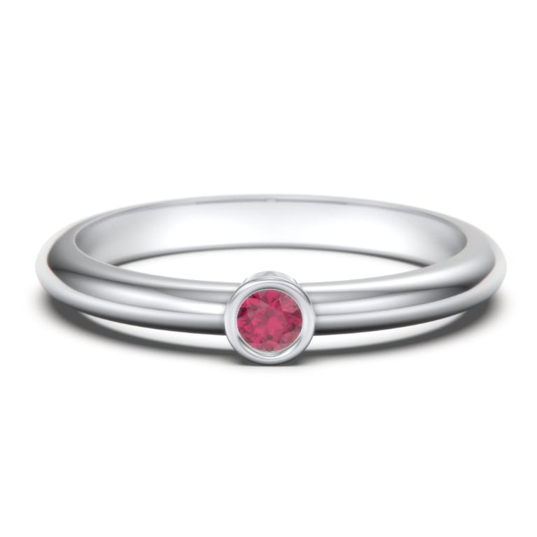 Classic Bezel Set Birthstone Ring - Ruby (July)