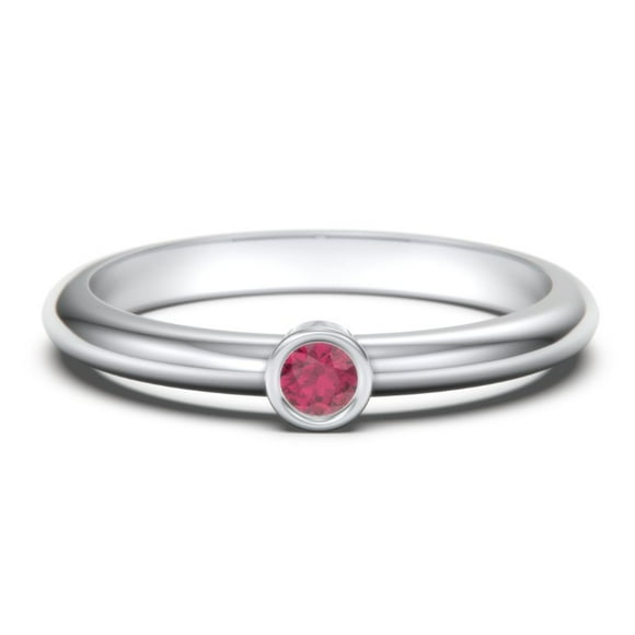Classic Bezel Set Birthstone Ring - Ruby (July)