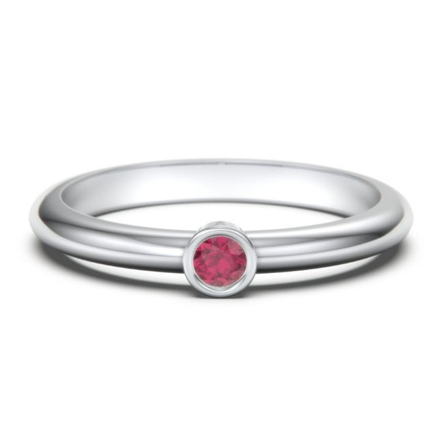 Classic Bezel Set Birthstone Ring - Ruby (July)