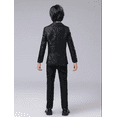 thumbnail image 2 of Visaccy Boy's Gentleman 4pcs Suit Set , Feather Pattern Coat, Formal Suit Set with Jackets Pants Shirt and Tie Kid's Clothes For Spring Fall Winter Black, 2 of 5