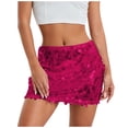 thumbnail image 1 of Minifalda lápiz con lentejuelas para mujer - Cintura elástica, diseño envolvente Y2K - Ropa de club, color liso, tallas XS-L, 1 of 4