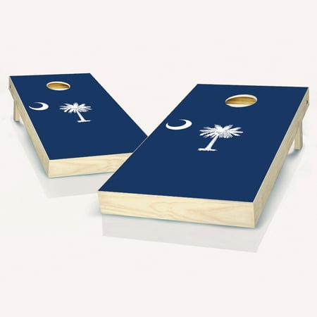 Skip's Garage South Carolina Flag Solid Wood Cornhole Board Set
