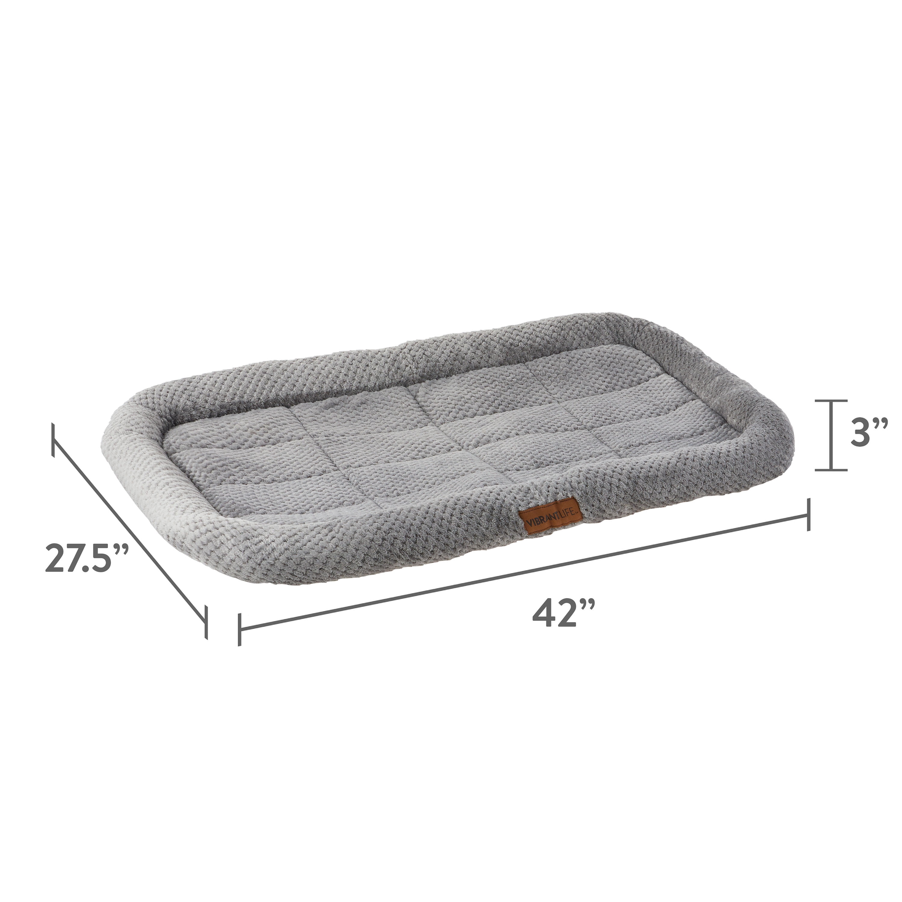 (4 pack) Vibrant Life Large Soft Cozy Crate Mat, Gray, 42 in x 27.5 in