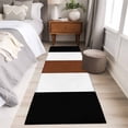 thumbnail image 5 of Boho Black Washable Runner Rugs 2'x6', Brown and White Striped Tribal Farmhouse Style Low Pile Throw Entryway Rug Non-Slip Sturdy Edge Binding Carpet for Indoor Bedside Entrance Bedside, 5 of 9