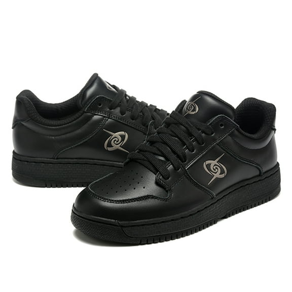 Men's Low-Cut Black Sneakers Premium Leather Rubber Sole