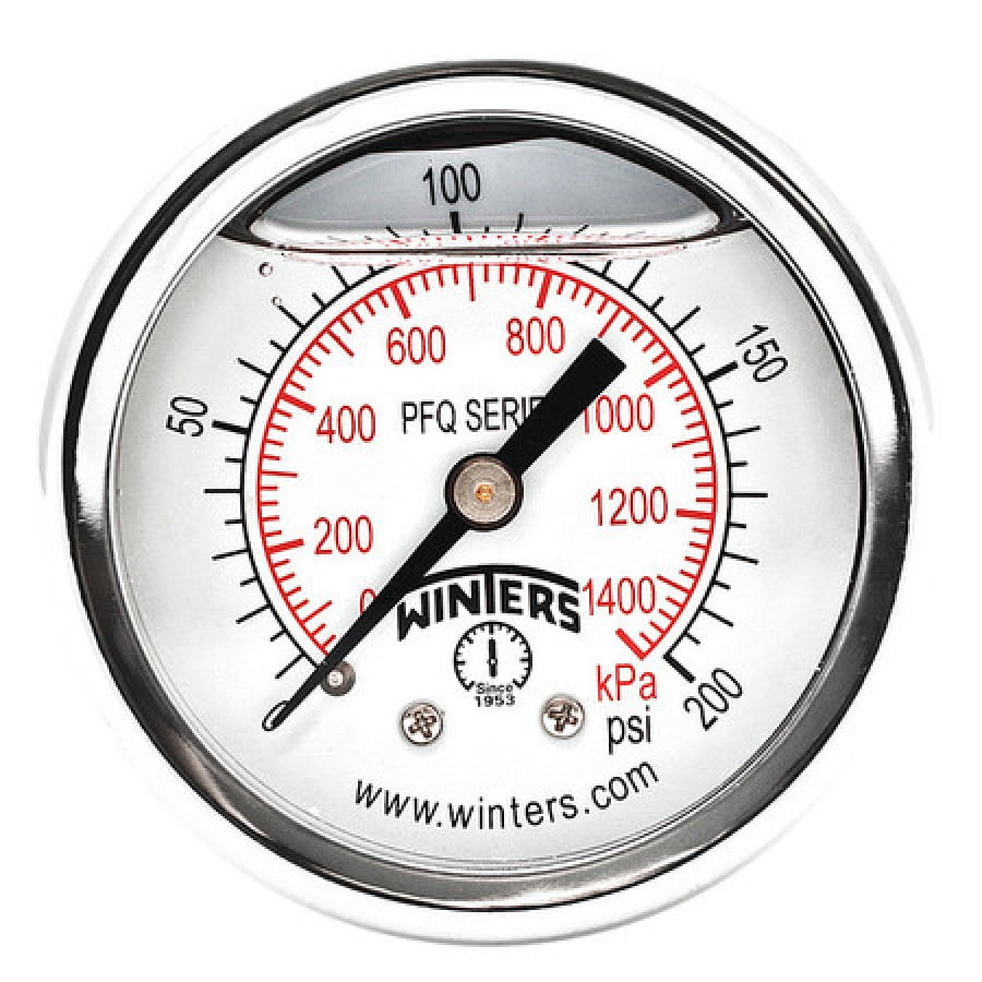 WINTERS INSTRUMENTS PFQ2491-DRY-2FF Pressure Gauge,2" Dial Size,Silver 