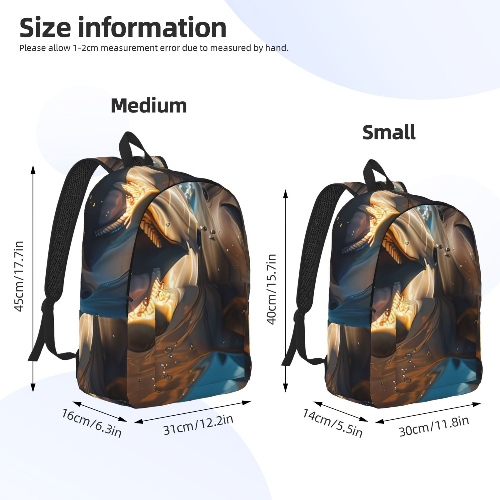 Rateoe Playful Dolphins Underwater Pattern Canvas College Laptop Backpack,Travel Daypack,Durable Rucksack Travel Notebook Bag School Backpack Book Bag for Men Women-Medium