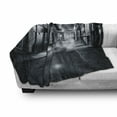 thumbnail image 3 of Night Soft Flannel Fleece Blanket, Moody Monochrome View of Cortlandt Alley Chinatown New York City Dark Urban Scenery, Cozy Plush for Indoor and Outdoor Use, 50" x 60", Black White, by Ambesonne, 3 of 6