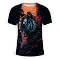 thumbnail image 4 of T-Shirts pour Hommes, Chemises d'Entraînement pour Hommes, Impression Partielle de Lettres Rétro de Printemps, Col Rond, Manches Courtes, Chemises Grandes Tailles pour Hommes, Marine TG, 4 of 4