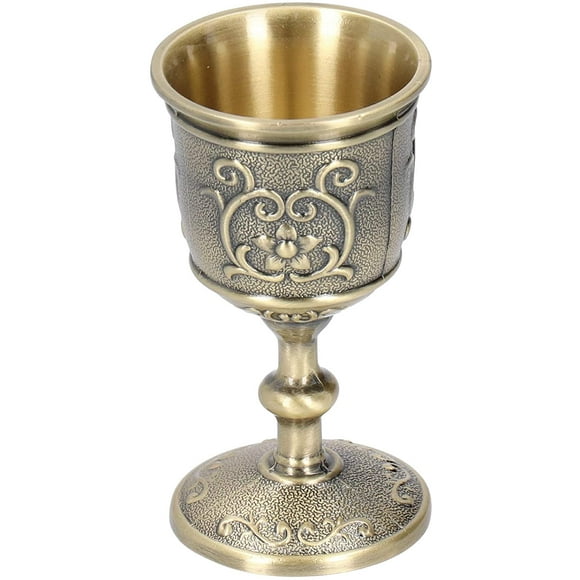Chalice Goblet, Practical Embossed Bronze 3.6in/2.9in King's Royal Chalice Cup, Whiskey Milk Drinks for Wine(Small)