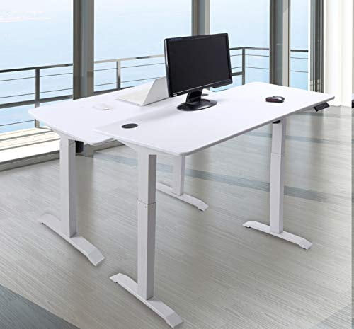 UNICOO® Electric Height Adjustable Standing Desk, Electric Standing Workstation, Whole-Piece Desk Board, White, 1 Pack,, 48 * 24 in (KT1001-WW)