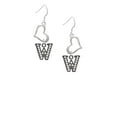 thumbnail image 2 of Delight Jewelry Black Nickeltone Crystal Initial - W - Beaded Border - Open Heart French Earrings, 2 of 4