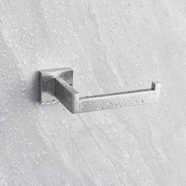 Soporte de papel higiénico cepillado, soporte de pared cuadrado plateado, portarrollos de papel higiénico de acero inoxidable 304 para baño a prueba de herrumbre