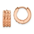 thumbnail image 1 of FB Jewels Stainless Steel Polished Rose IP Studded Huggie Earrings, 1 of 3