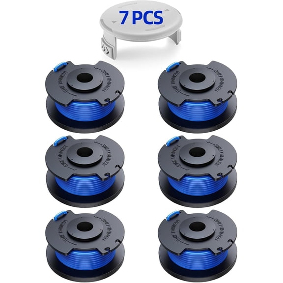 7-Pack Weed Wacker String Replacement for Ryobi One  AC14RL3A, 0.065" 11ft Ryobi String Trimmer Line Auto Feed String Trimmer Refill Compatible with Ryobi 18V, 24V, 40V Trimmers (6 Spools   1 Cap)